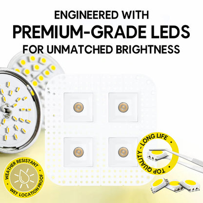 P-7376 1.5 Inch Trimless Quadruple Head Square White 28W, 2400 Lumens, 5CCT Recessed Light
