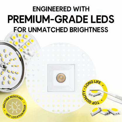 P-7381 1.5 Inch Trimless Single Head Square White HO, 15W, 1100 Lumens, 5CCT Recessed Light
