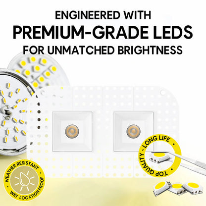 P-7382 1.5 Inch Trimless 2 Head Square White HO, 30W, 2200 Lumens, 5CCT Recessed Light