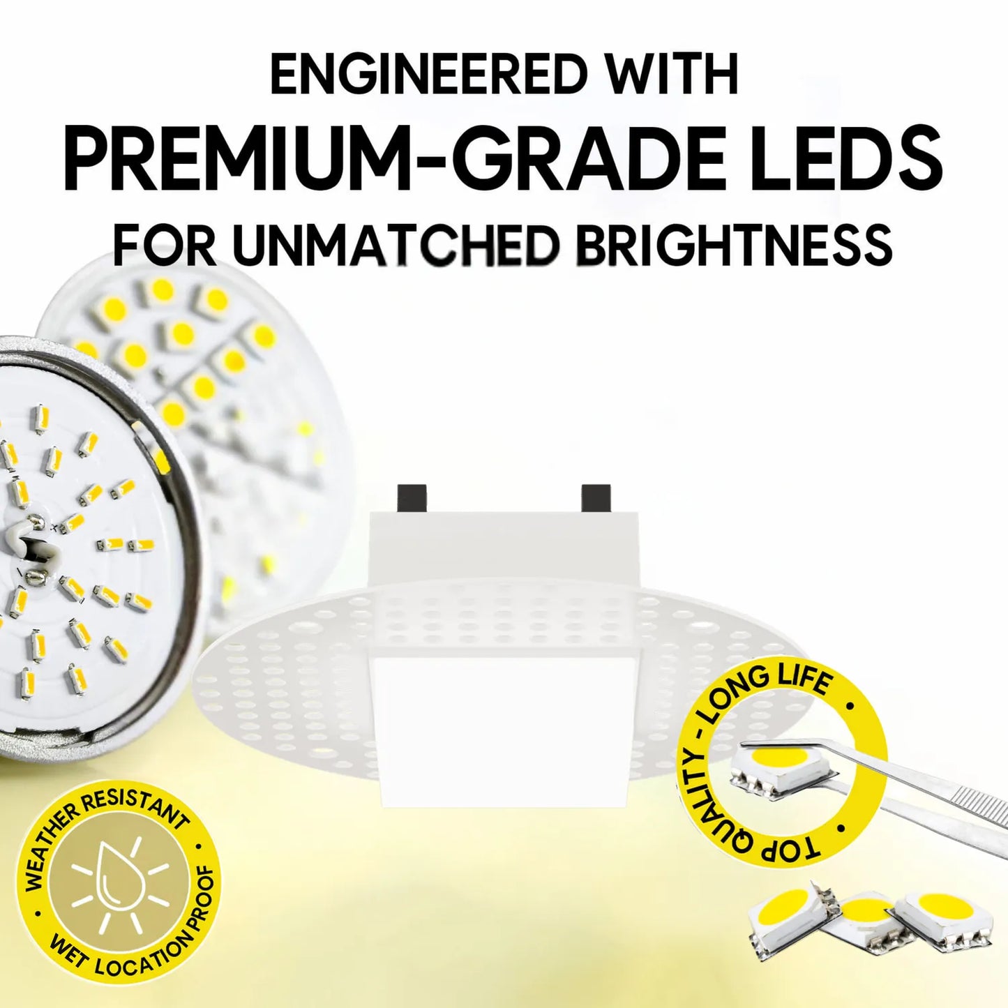 P-7367 4 Inch Trimless Square White Drop Lens, 15/20W, 1200/1700 Lumens, 5CCT Recessed Light