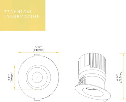 P-6478 4 Inch Round Wall Wash, White Finish 32 Watts, 3000 Lumens 5CCT Recessed Light
