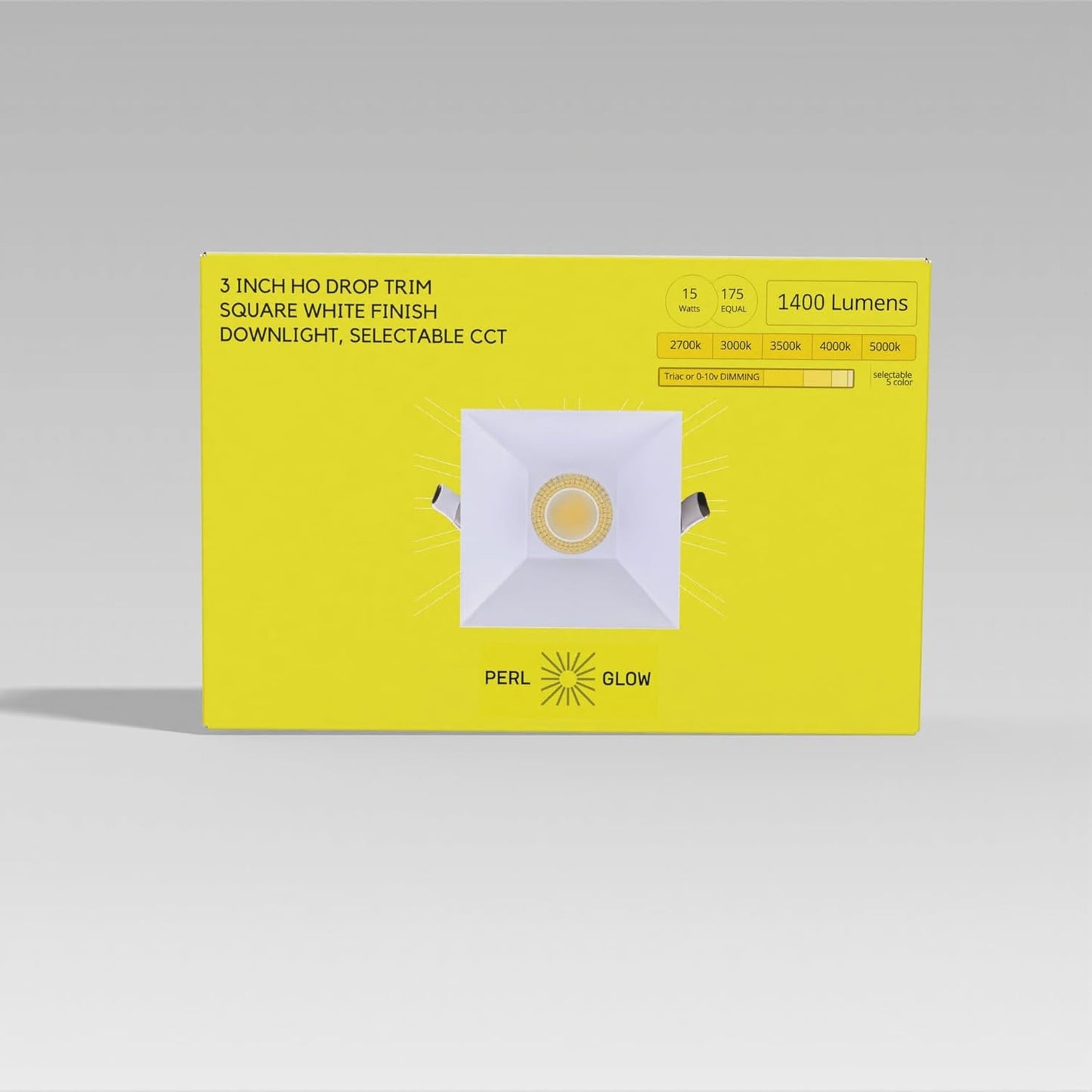 P-6940 3 inch Drop Trim Square White Downlight Luminaire 15W=175W, 1400 Lumens, 5CCT