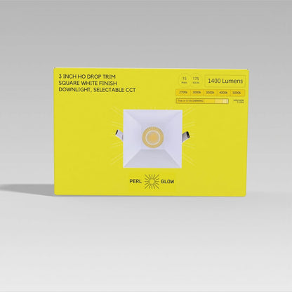 P-6940 3 inch Drop Trim Square White Downlight Luminaire 15W=175W, 1400 Lumens, 5CCT