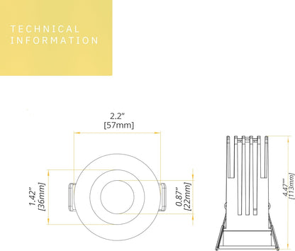 P-6516 1 Inch Round Black Smooth High-Output, 15 Watts, 1100 Lumens 5CCT Recessed Light