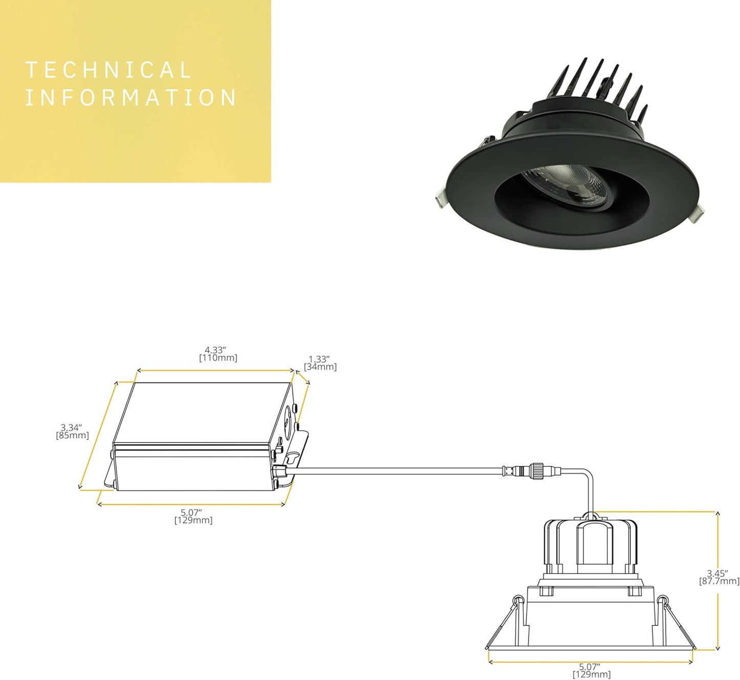 P-6393 3.5 Inch Regress Gimbal Round Black 14W=125W, 1400 Lumens 5CCT Recessed Light