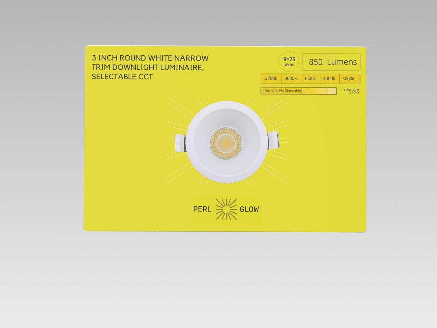 P-6952 3 inch Round White Narrow Trim Downlight Luminaire 9W=75W, 850 Lumens, 5CCT