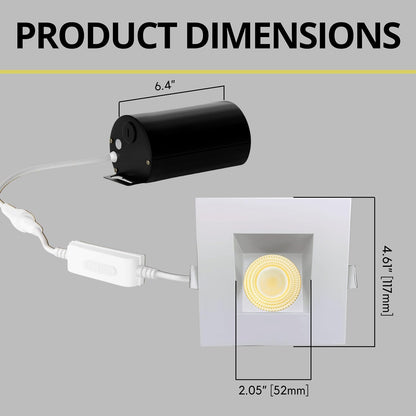 P-7138 3.5 inch Square Wall-Wash White 15-9W, 1400-900 Lumens 5CCT Recessed Light