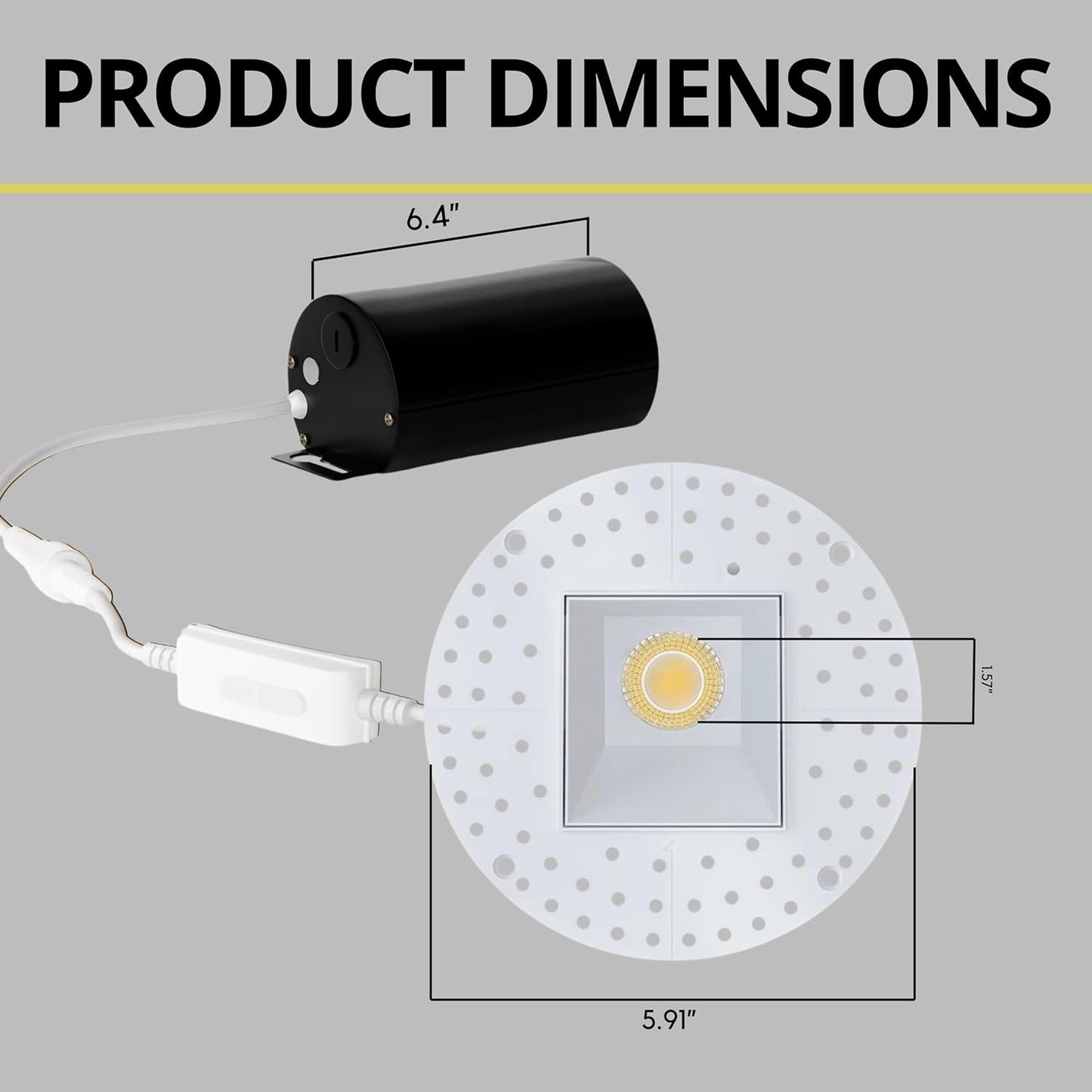 P-7553 3 inch Trimless Square Wall-Wash White, 8W, 800 Lumens, 5CCT Recessed Light
