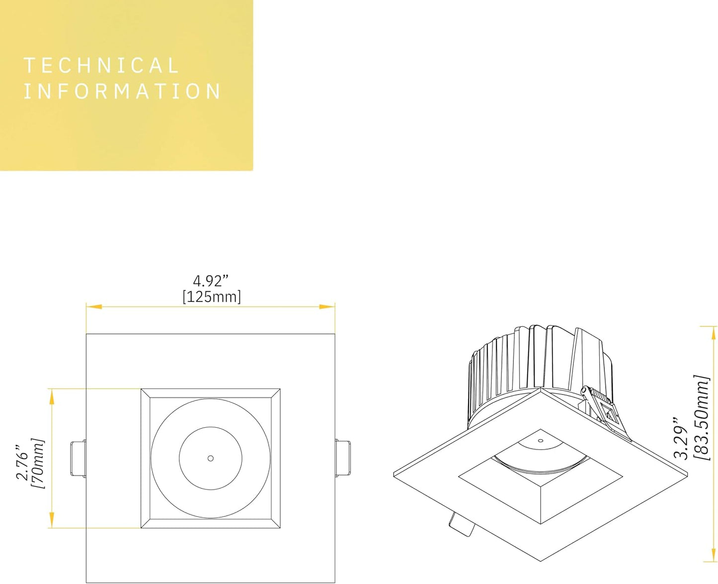 P-6455 4 Inch Square Two-Tone, 15 Watts, 1550 Lumens 5CCT Recessed Light