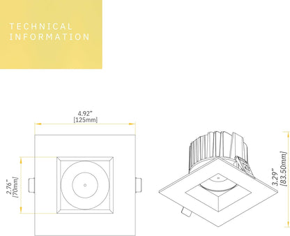 P-6455 4 Inch Square Two-Tone, 15 Watts, 1550 Lumens 5CCT Recessed Light