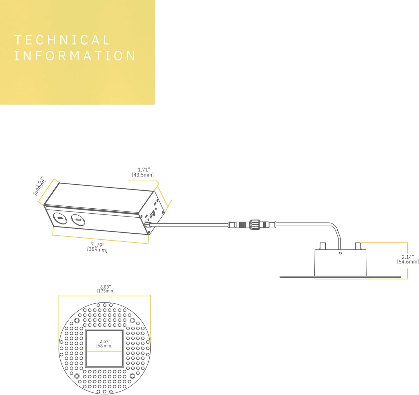 P-6593 4 Inch Trimless Slim Square, White Finish 20 Watts, 1700 Lumens 5CCT Recessed Light
