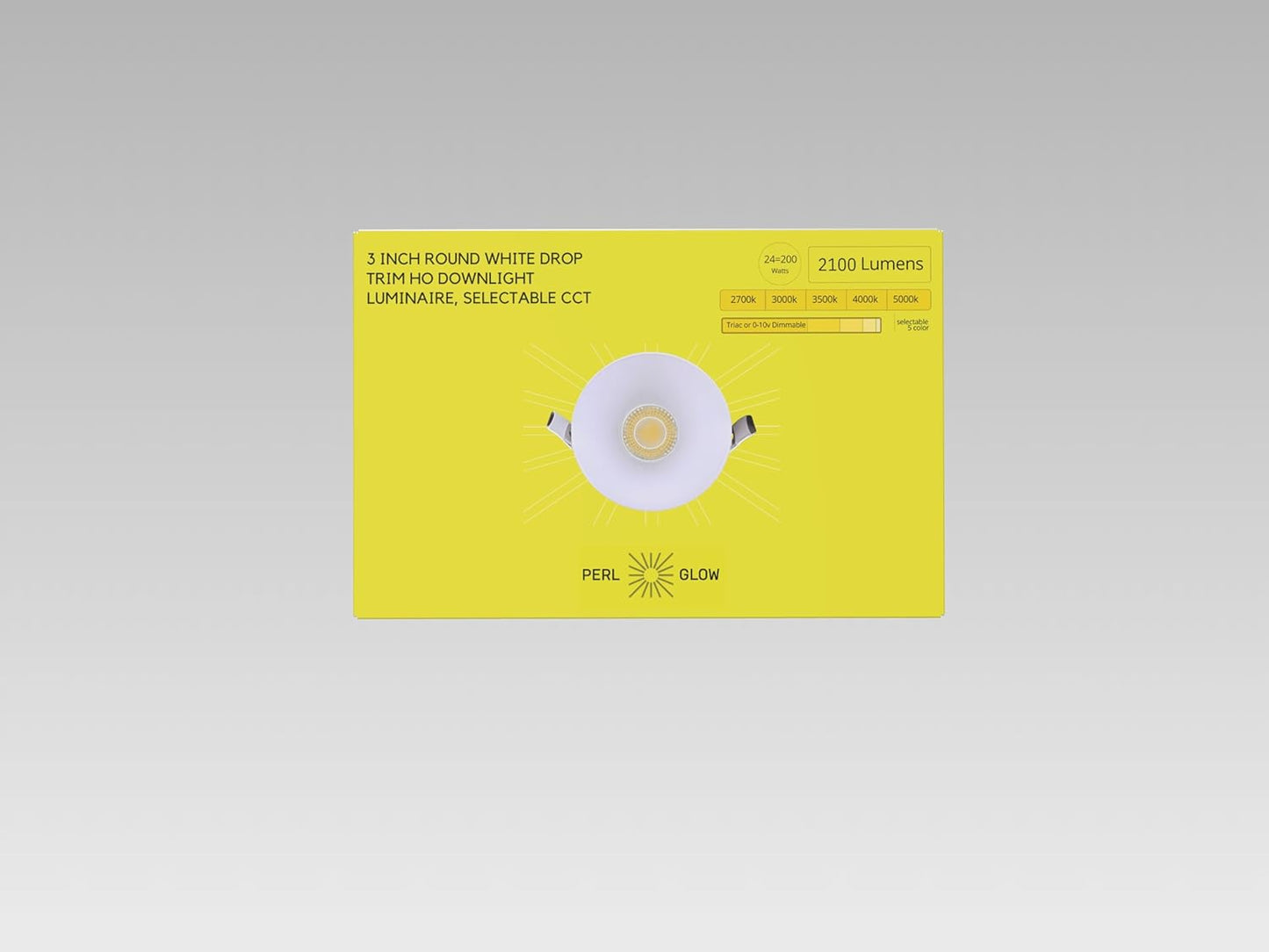 P-6942 3 inch Round White Drop Trim HO Downlight Luminaire 24W=200W, 2100 Lumens, 5CCT