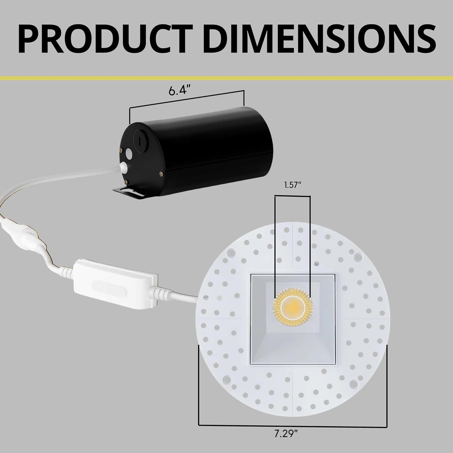 P-7508 3 inch Trimless Square Wall-Wash White HO, 24W, 2100 Lumens, 5CCT Recessed Light