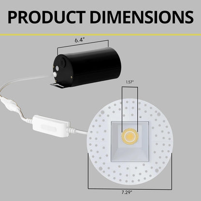 P-7508 3 inch Trimless Square Wall-Wash White HO, 24W, 2100 Lumens, 5CCT Recessed Light