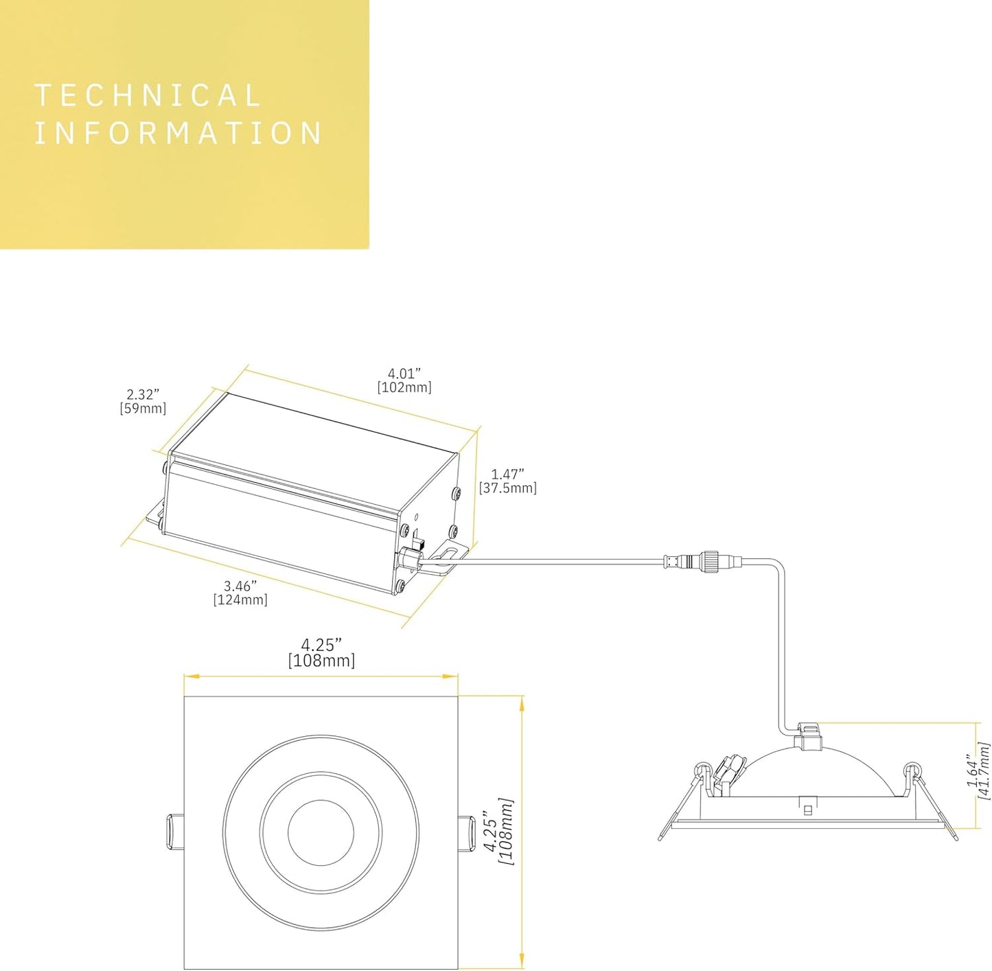 P-6551 3.5 Inch Gimbal Square, White Finish 10 Watts, 850 Lumens 5CCT Recessed Light