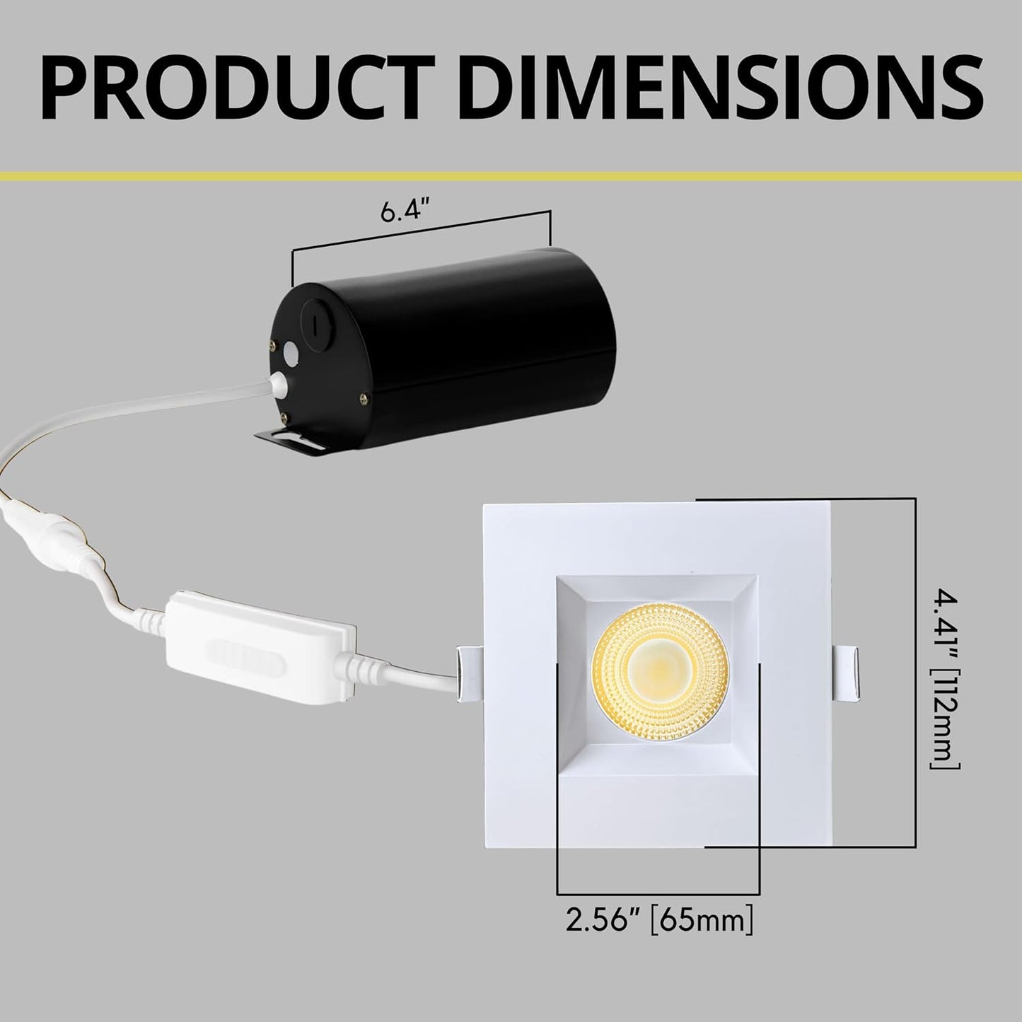 P-7123 3.5 inch Square White 15-9W, 1400-900 Lumens 5CCT Recessed Light