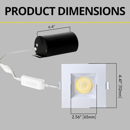 P-7123 3.5 inch Square White 15-9W, 1400-900 Lumens 5CCT Recessed Light