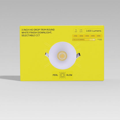 P-6938 3 inch Drop Trim Round White Downlight Luminaire 15W=175W, 1400 Lumens, 5CCT