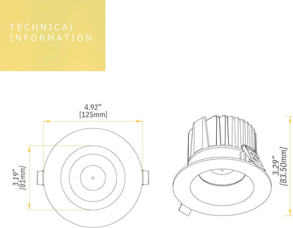 P-6450 4 Inch Round, Brushed Brass Finish 15 Watts, 1550 Lumens 5CCT Recessed Light