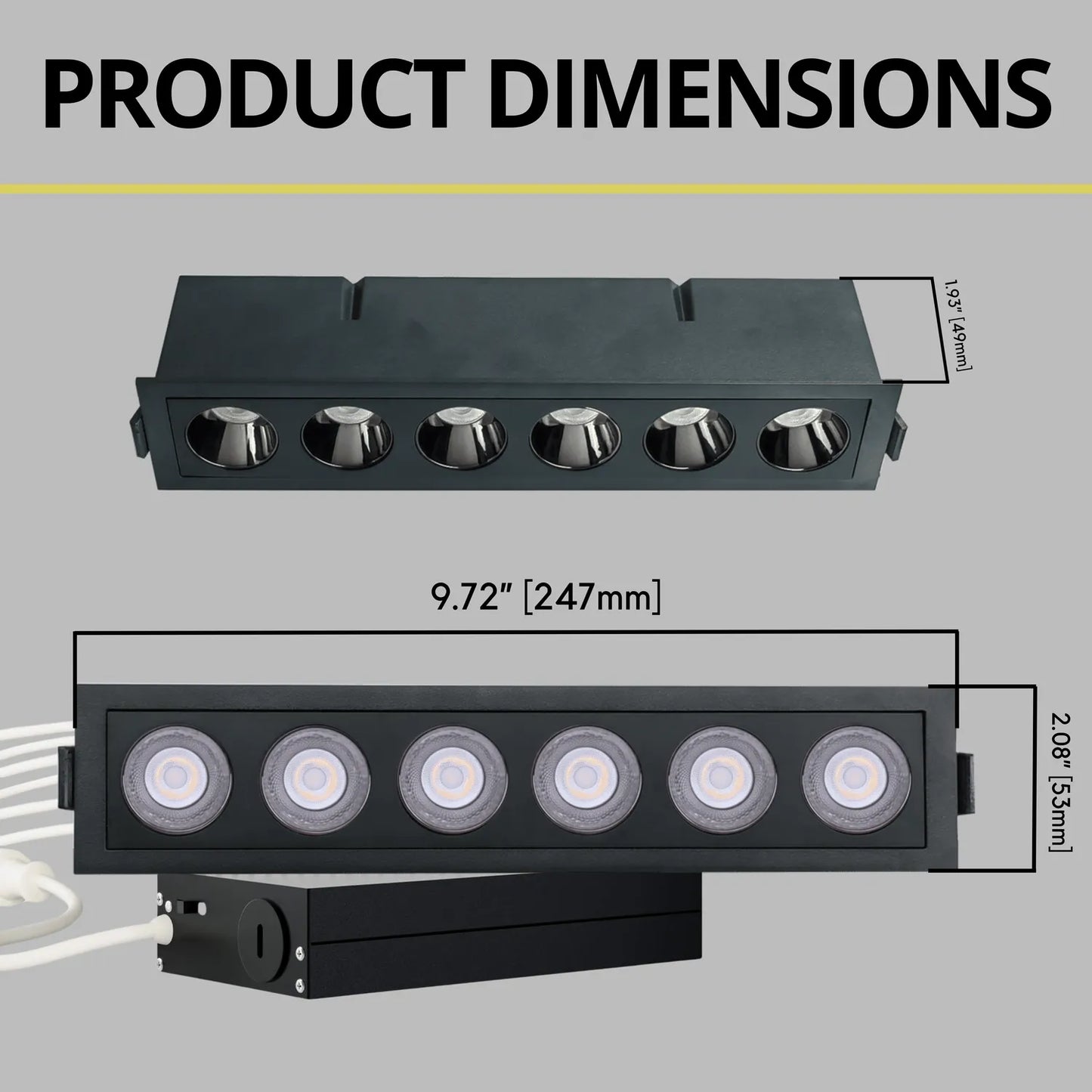 P-7263 2 Inch 6 Head Black Finish, 18W, 1200 Lumens, 5CCT Recessed Light
