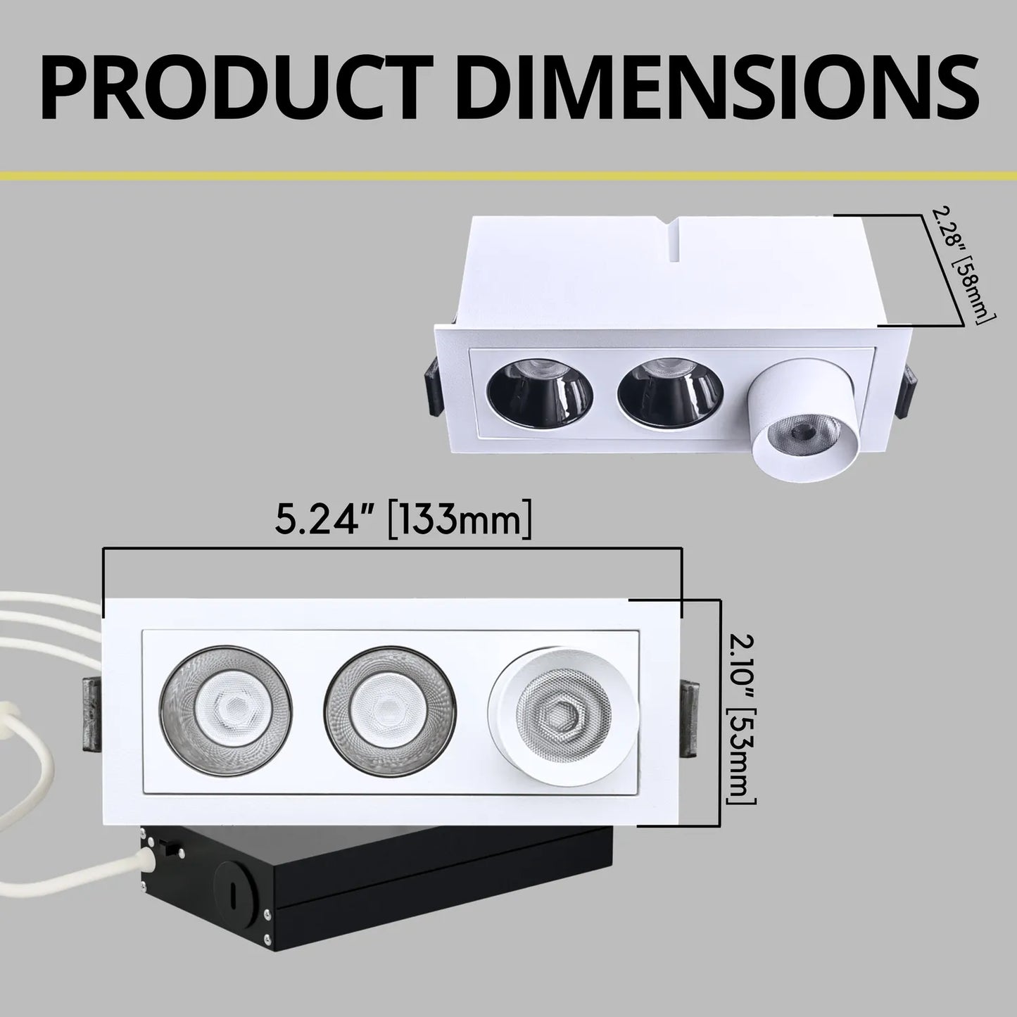 P-7264 2 Inch 3 Head Retractable White Finish, 9W, 600 Lumens, 5CCT Recessed Light