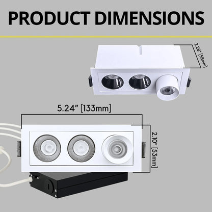 P-7264 2 Inch 3 Head Retractable White Finish, 9W, 600 Lumens, 5CCT Recessed Light