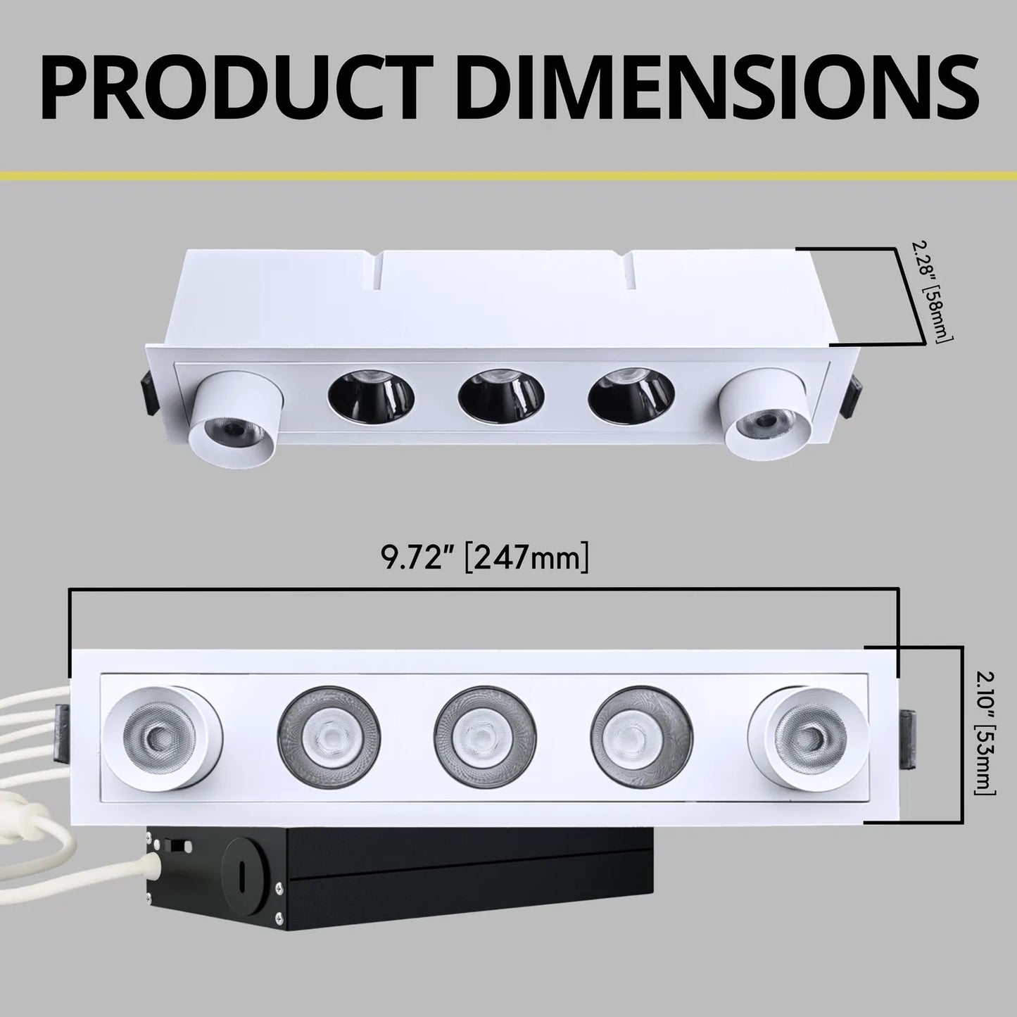 P-7265 2 Inch 5 Head Retractable White Finish, 15W, 1000 Lumens, 5CCT Recessed Light