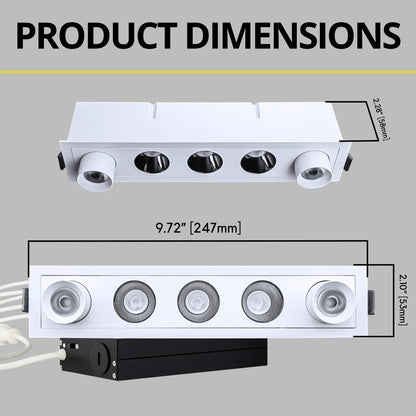 P-7265 2 Inch 5 Head Retractable White Finish, 15W, 1000 Lumens, 5CCT Recessed Light