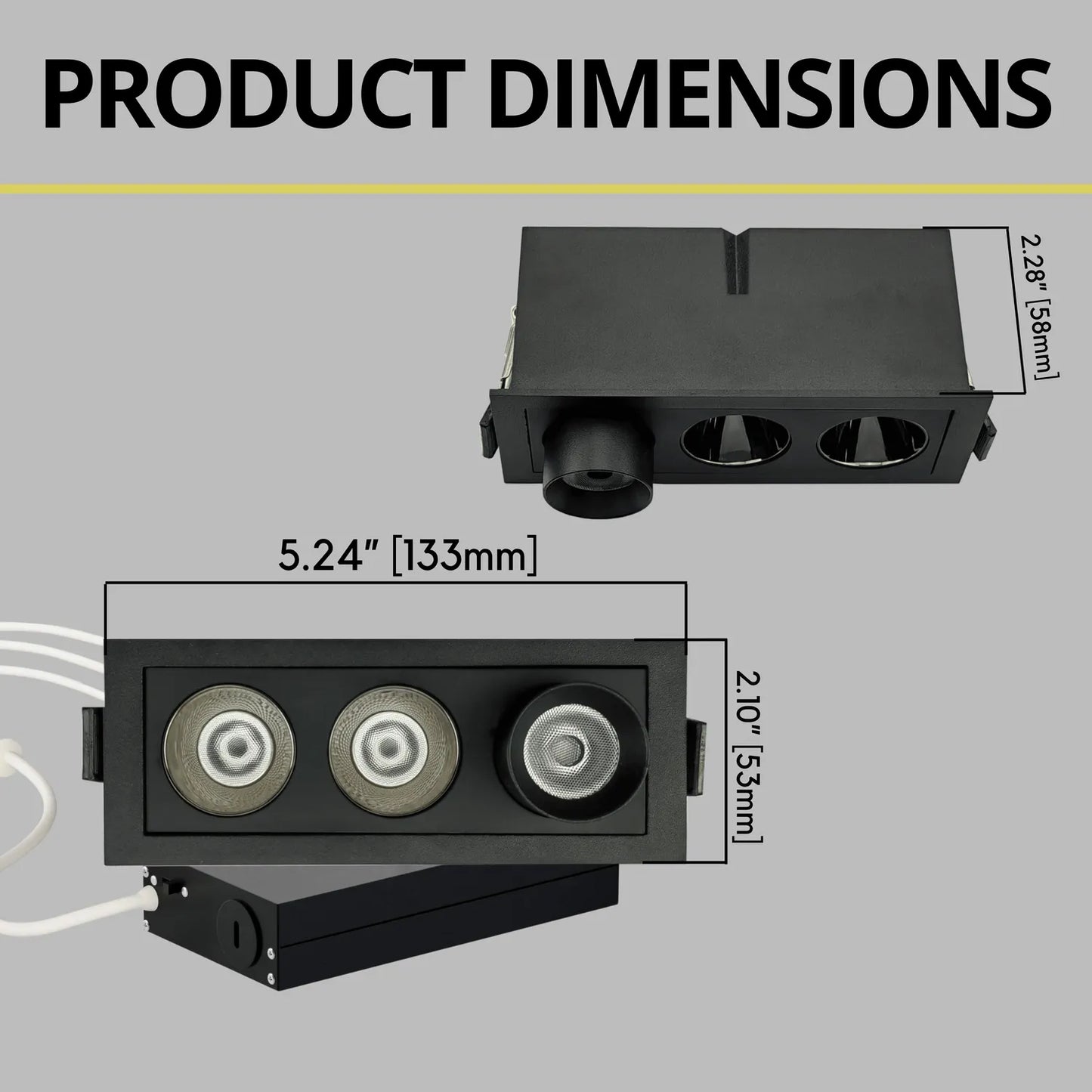 P-7266 2 Inch 3 Head Retractable Black Finish, 9W, 600 Lumens, 5CCT Recessed Light