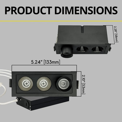 P-7266 2 Inch 3 Head Retractable Black Finish, 9W, 600 Lumens, 5CCT Recessed Light
