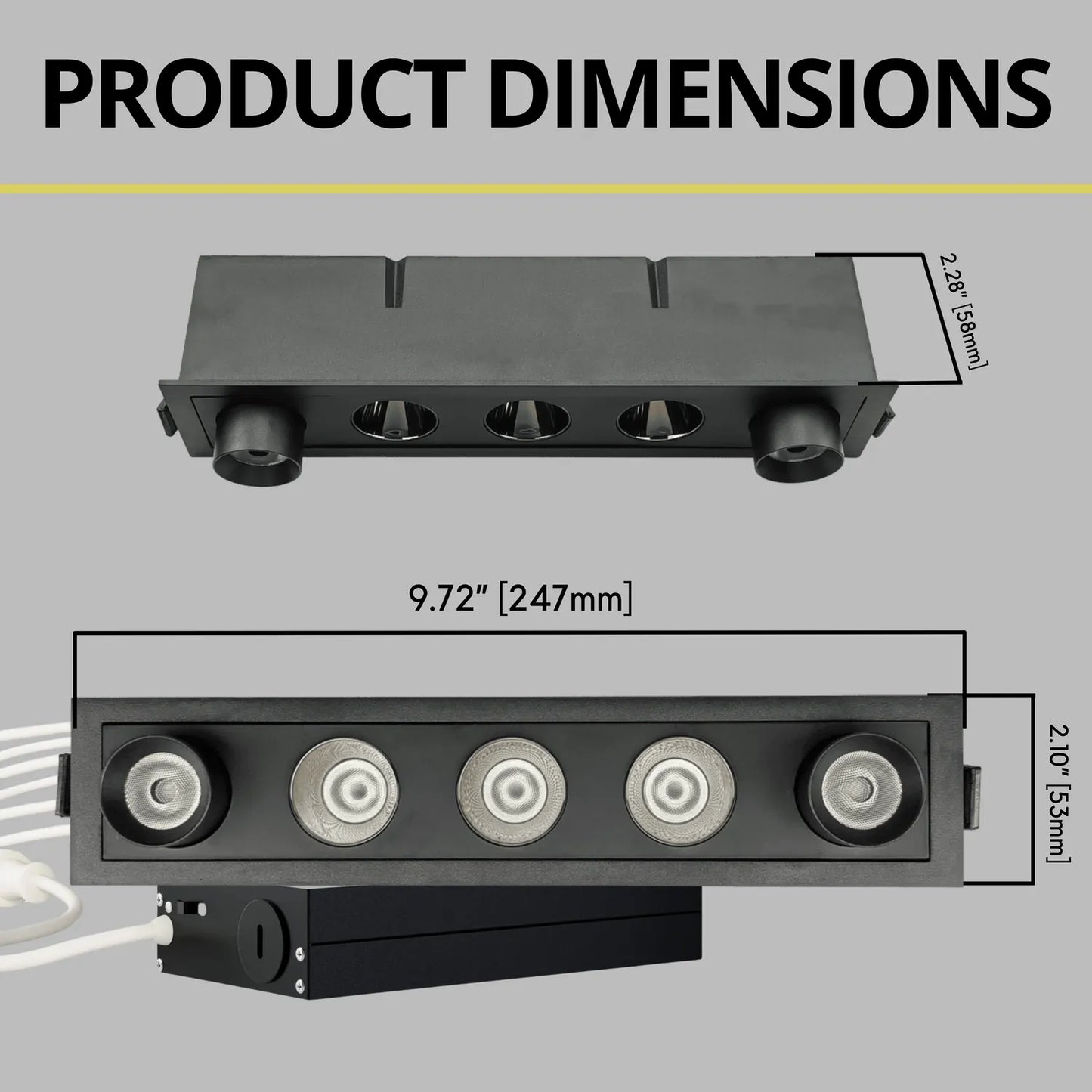 P-7267 2 Inch 5 Head Retractable Black Finish 15W, 1000 Lumens, 5CCT Recessed Light