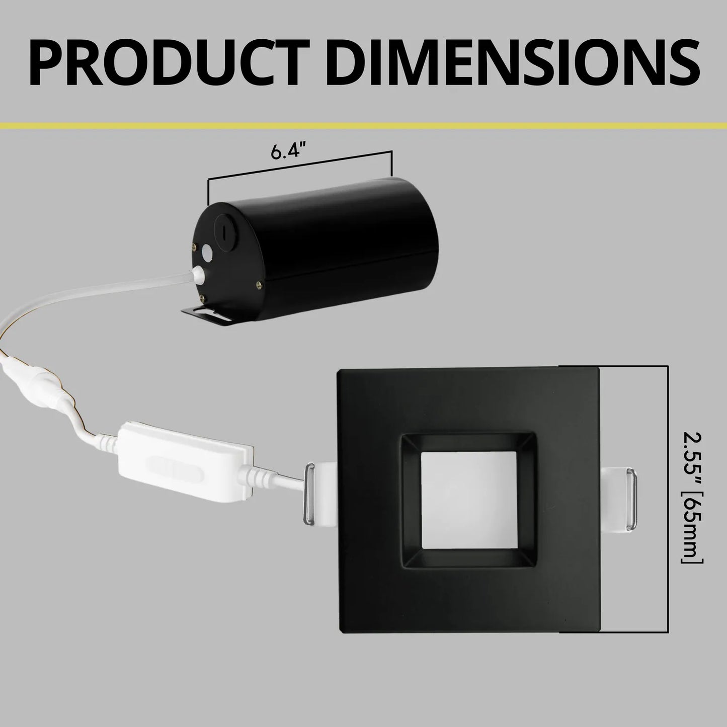 P-7268 2 Inch Square Black Finish 8W, 500 Lumens, 5CCT Slim Light