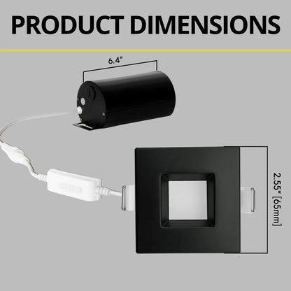P-7268 2 Inch Square Black Finish 8W, 500 Lumens, 5CCT Slim Light