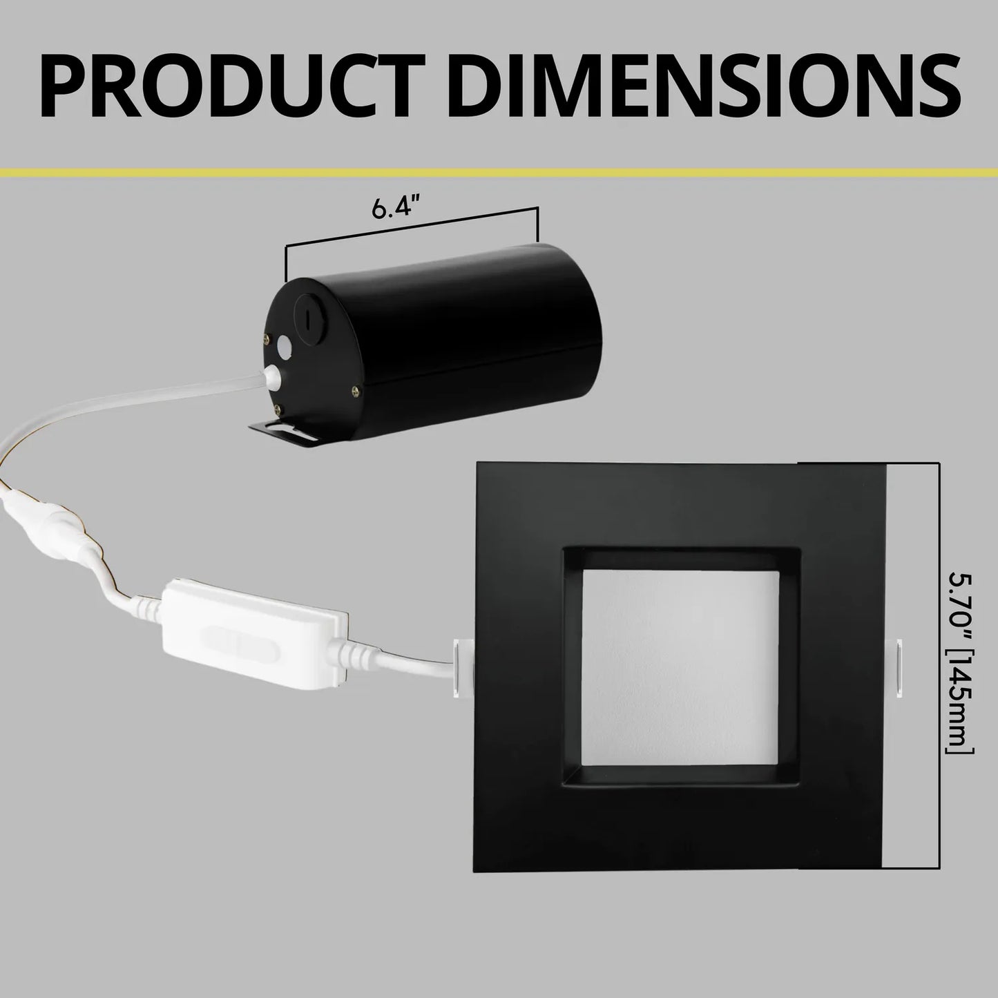 P-7270 5 Inch Square Black Finish 23W, 1800 Lumens, 5CCT Slim Light