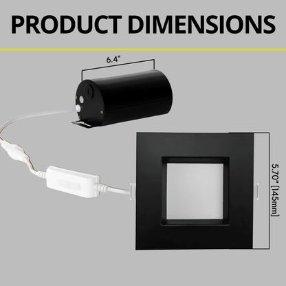 P-7270 5 Inch Square Black Finish 23W, 1800 Lumens, 5CCT Slim Light