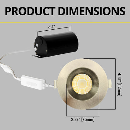 P-7165 3.5 Inch Round Brushed Nickel HO 18-30W, 1700-2700 Lumens 5CCT Recessed Light