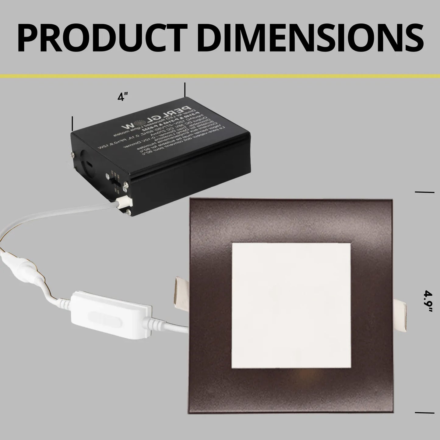 P-5157 4 Inch Square Bronze 12W 1000 Lumens 5CCT Slim Ultra-Thin light