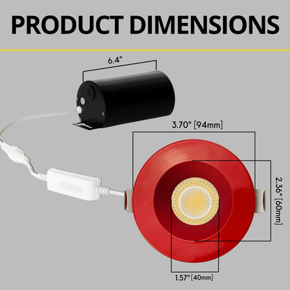 P-7272 3 Inch Round Red Finish, 9W, 850 Lumens, 5CCT Recessed Light