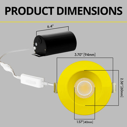 P-7274 3 Inch Round Yellow Finish, 9W, 850 Lumens, 5CCT Recessed Light