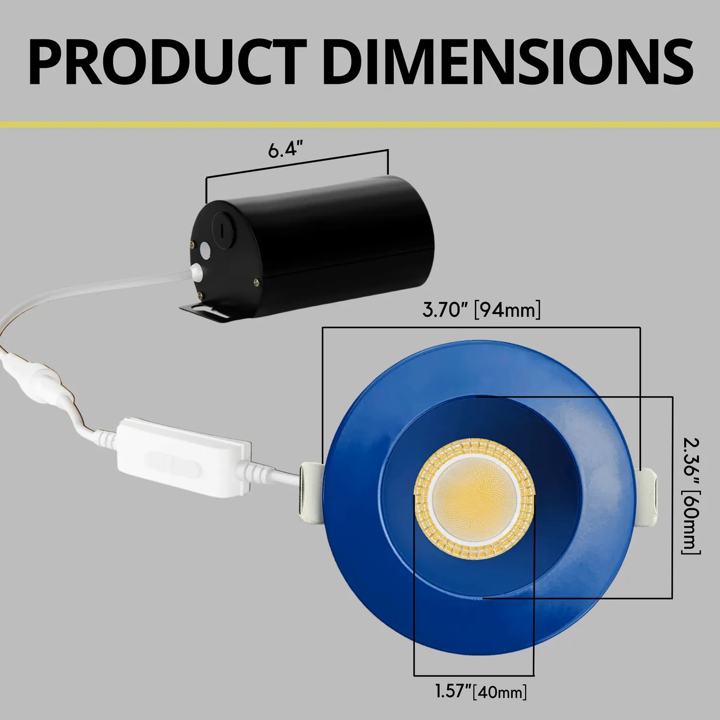 P-7276 3 Inch Round Blue Finish, 9W, 850 Lumens, 5CCT Recessed Light