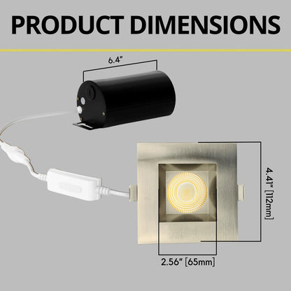 P-7166 3.5 Inch Square Brushed Nickel HO 18-30W, 1700-2700 Lumens 5CCT Recessed Light