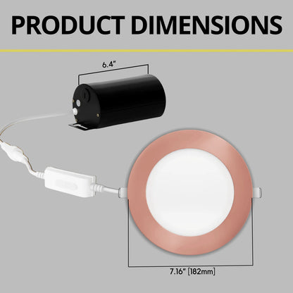 P-7319 6 Inch Round Rose Blush Finish, 20W, 1800 Lumens, 5CCT Slim Light