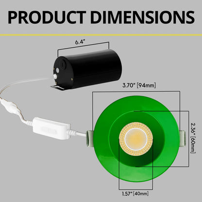 P-7281 3 Inch Round Green Finish HO, 15W, 1400 Lumens, 5CCT Recessed Light