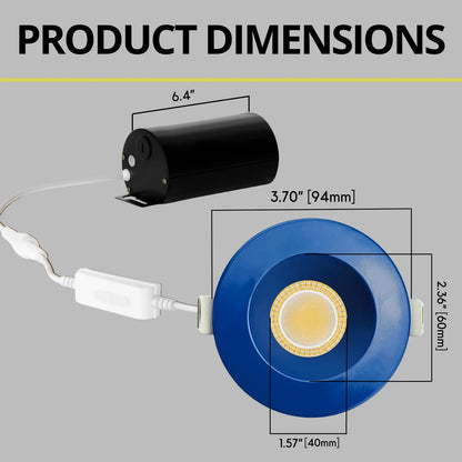 P-7282 3 Inch Round Blue Finish HO, 15W, 1400 Lumens, 5CCT Recessed Light