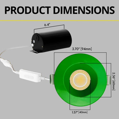 P-7287 3 Inch Round Green Finish HO, 24W, 2100 Lumens, Non-IC, 5CCT Recessed Light
