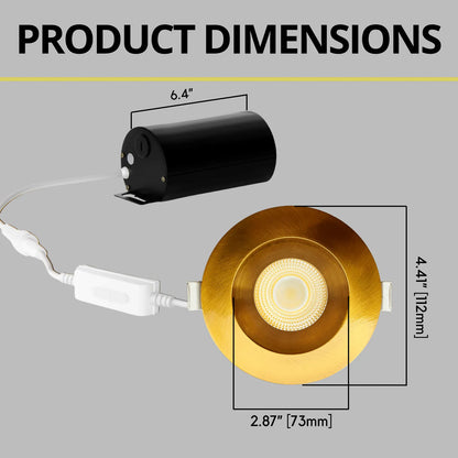 P-7167 3.5 Inch Round Brushed Brass HO 18-30W, 1700-2700 Lumens 5CCT Recessed Light