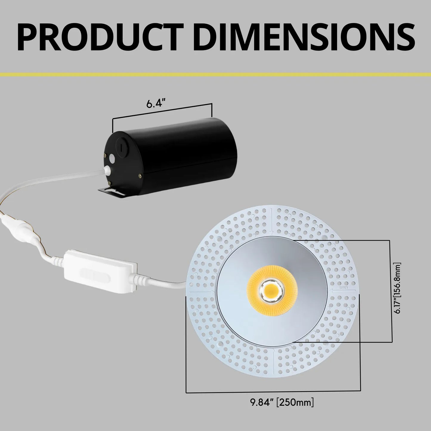P-7321 6 Inch Trimless Round White, 40-82W, 3800-7200 Lumens, 5CCT Recessed Light
