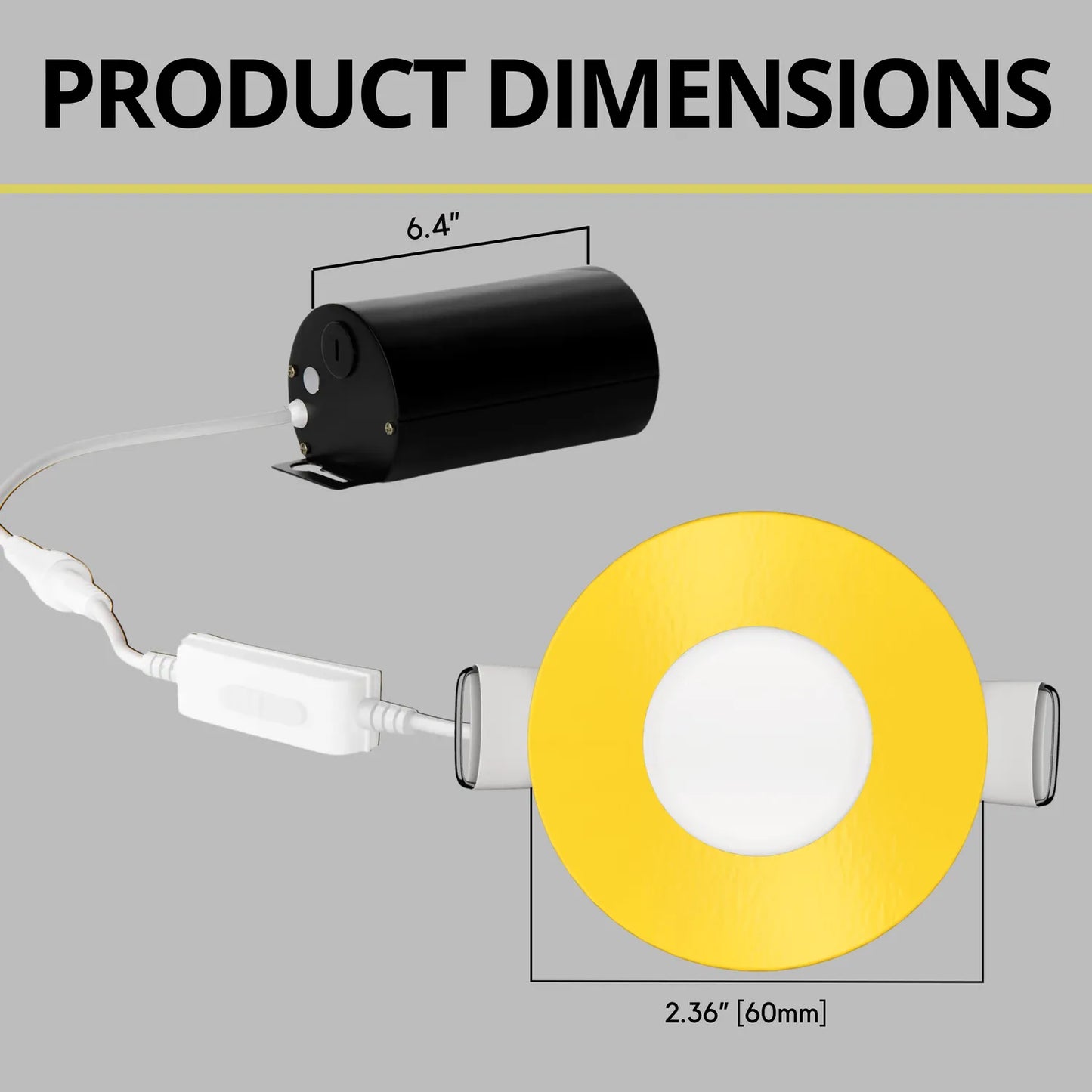 P-7292 2 Inch Round Yellow Finish, 5W, 300 Lumens, 5CCT Slim Light