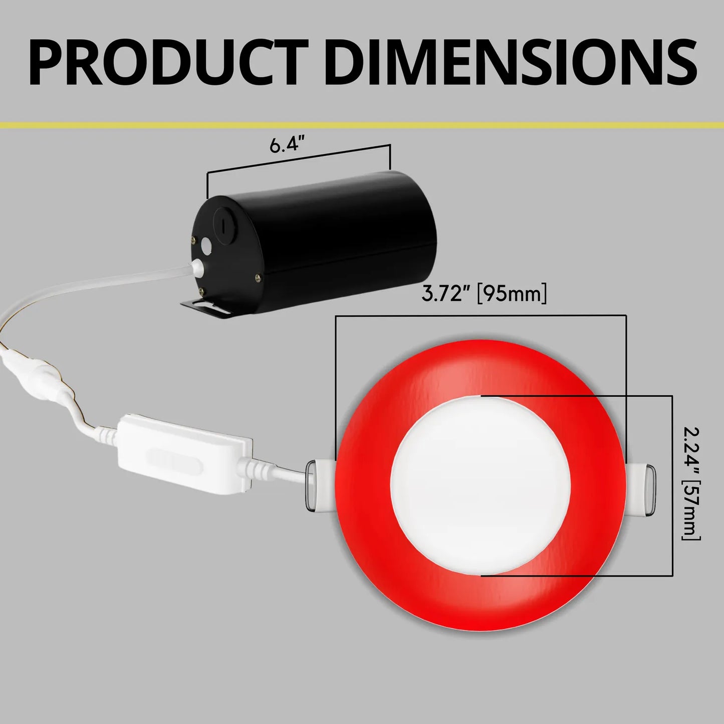 P-7296 3 Inch Round Red Finish, 8W, 600 Lumens, 5CCT Slim Light
