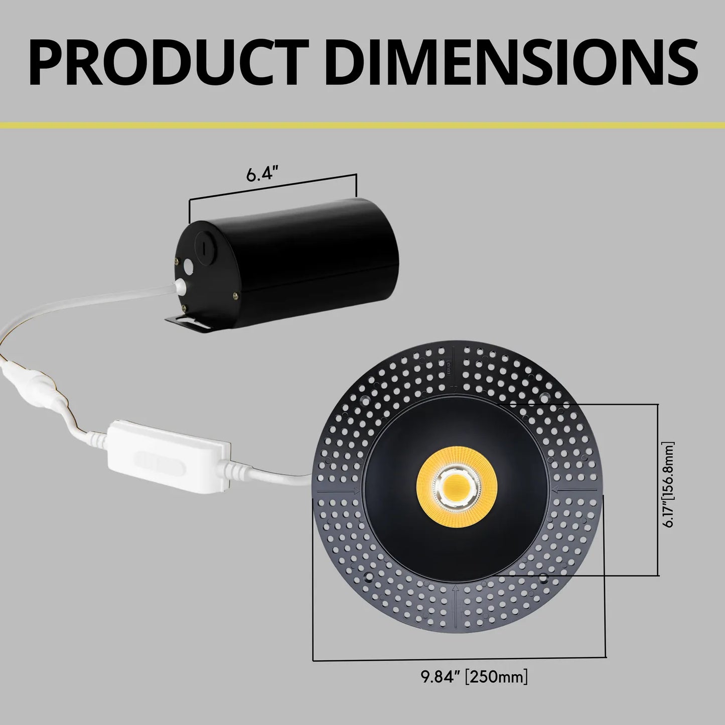P-7322 6 Inch Trimless Round Black, 40-82W, 3800-7200 Lumens, 5CCT Recessed Light